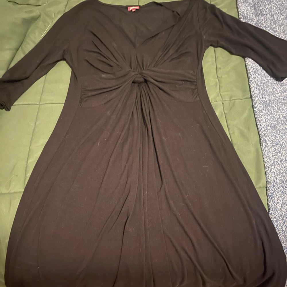 Knot Front Black Dress